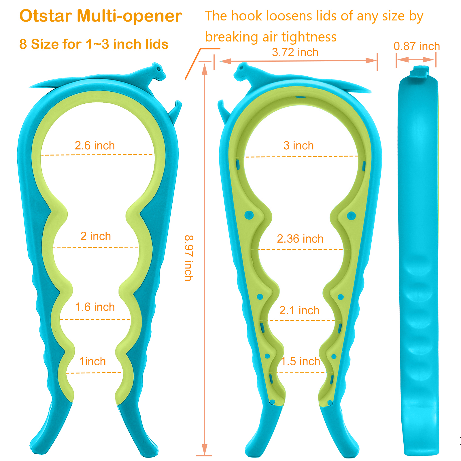 Otstar Jar Opener Bottle Opener and Ring Pull Can Opener for Weak Hands Arthritis Hands, Elderly (复制) - 图片 2